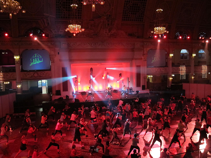 The event included three days of dance, aerobics, lectures, workshops and mind/body sessions across the 14 rooms.