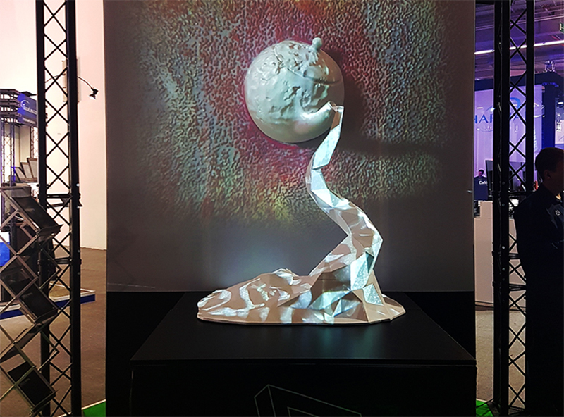 The new Shape feature was used for a teapot projection
