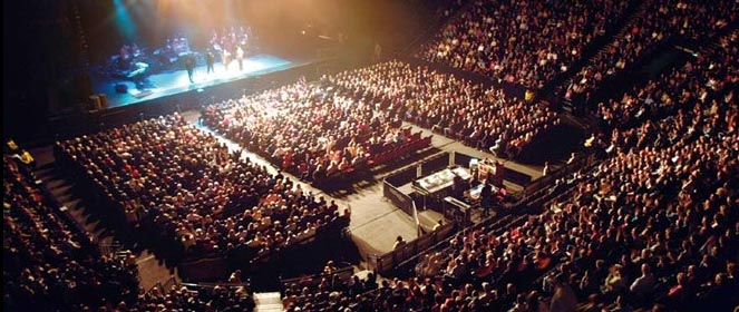 Interior of Manchester Arena during a typical concert. The venue can accommodate 21,000; close to 20,000 had packed the arena on May 22, 2017.