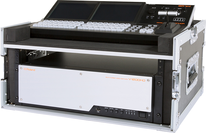 Roland’s ATA case (model RRC-V1200) with the V-1200HD multi-format video switcher.