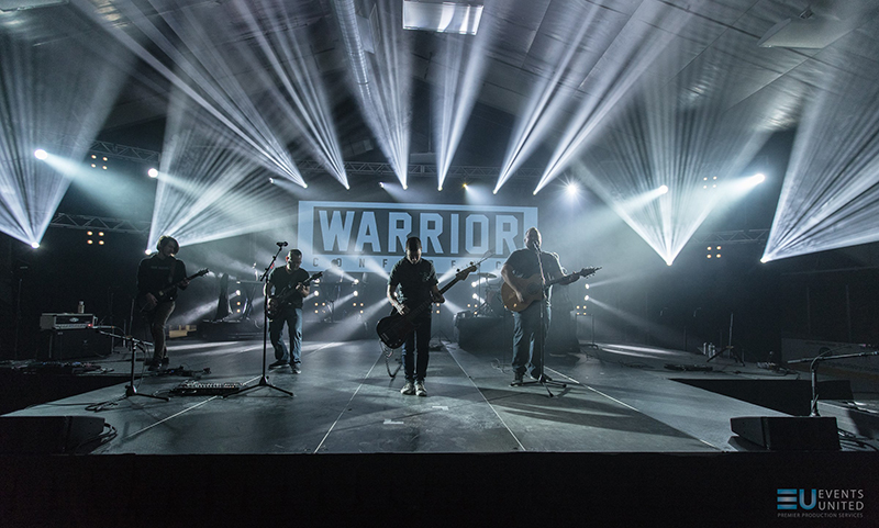 Video and lighting worked together for a dramatic, immersive effect for the church's three-day Warrior conference.