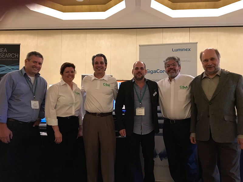 From left, Rik Kirby, sales director for the U.S. operations of Luminex; John Cardone, Susan Rullo, CS&A regional manager; John Cardone CS&A co founder/principal, Hugo Larin, director at Luminex America; Mike Solomon, CS&A co-founder/principal; and Richard Trombitas CS&A Regional Manager.
