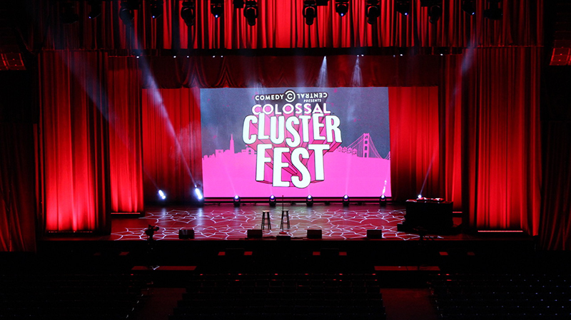 The indoor stage at the Bill Graham Civic Auditorium was one of many stages used for the event.