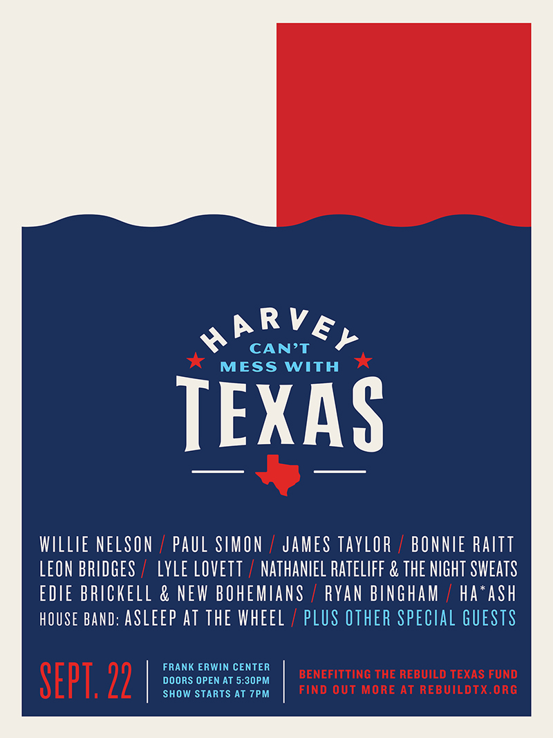 Poster for Harvey Can't Mess with Texas concert event