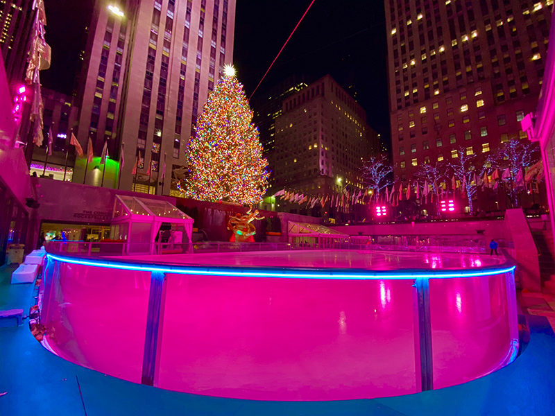 The Rink at Rockefeller Center glows with Christmas spirit. Photo by Myles Mangino