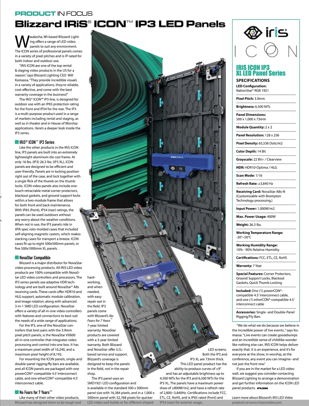 irisページ Blizzard IRiS® ICON™ IP3 LED Panels | PLSN